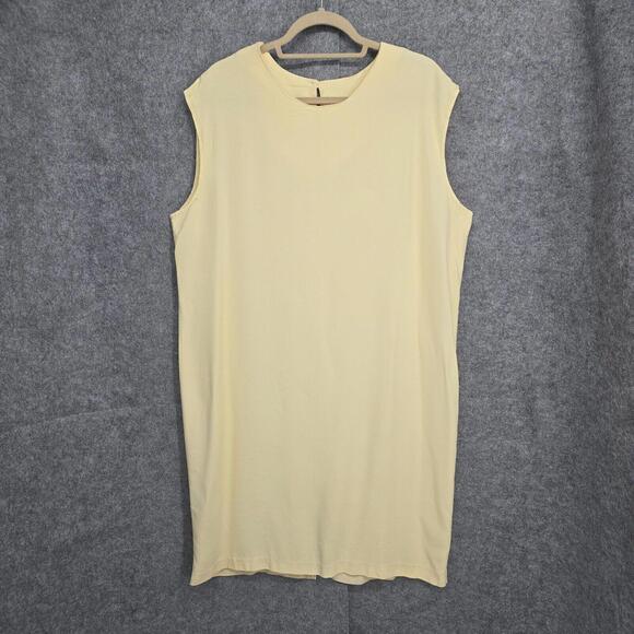 Dresses & Skirts - Vintage Sleeveless Crepe Dress Womens Size 20 Yellow Unbanded Pull Over 1960-70s